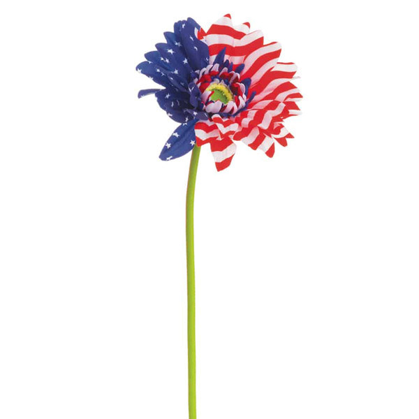 28" Star And Stripe Gerbera Daisy Spray Red Blue (Pack Of 12) ADS001-RE/BL By Silk Flower