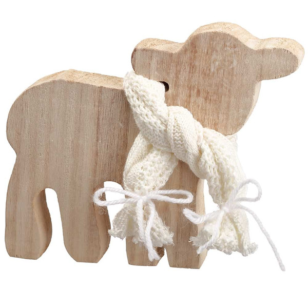 6.5" Sheep With Scarf Natural White (Pack Of 6) AEZ167-NA/WH By Silk Flower