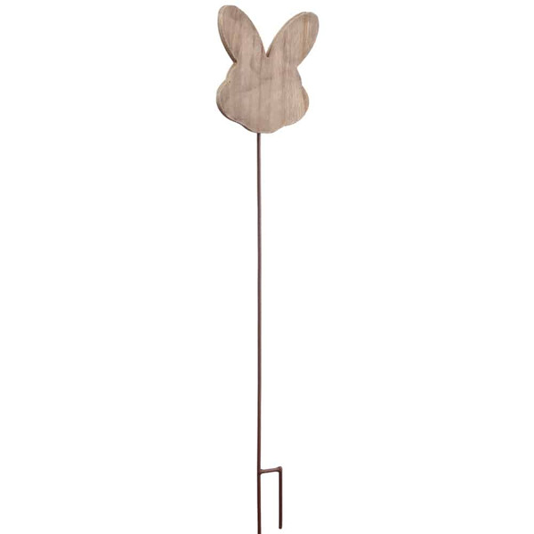 6.25" Bunny Garden Stake Gray (Pack Of 6) AEZ197-GY By Silk Flower