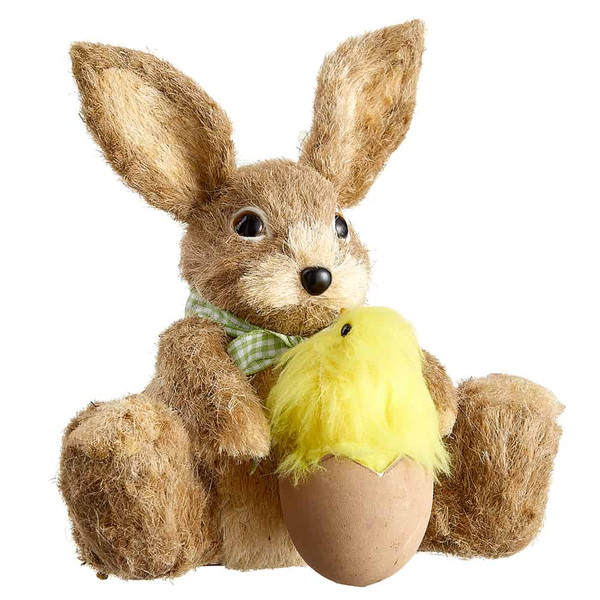 6.3" Bunny Holding A Chick Brown Yellow (Pack Of 4) AEZ235-BR/YE By Silk Flower