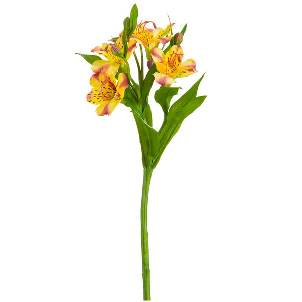 14" Alstromeria Spray Yellow Fuchsia (Pack Of 12) FSA814-YE/FU By Silk Flower