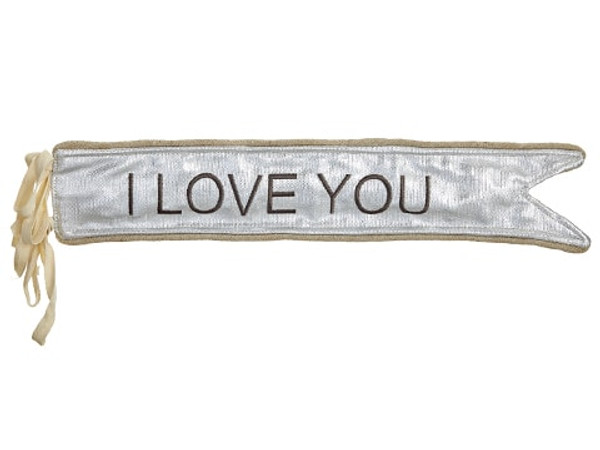 4"W X 19"L I Love You Banner Silver Beige 12 Pieces AAN019-SI/BE