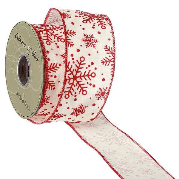 2.5"W X 10Yd Snowflake Ribbon Red White (Pack Of 6) RW4961-RE/WH By Silk Flower