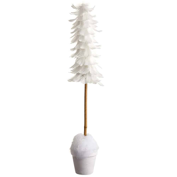 28.3" Feather Tree In Clay Pot White (Pack Of 2) XAT705-WH By Silk Flower