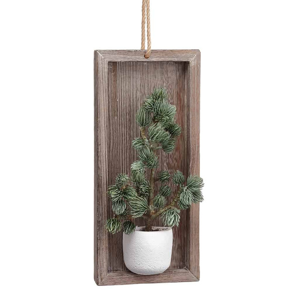 6"W X 14"L Ming Pine Tree Hanging Wall Decor Green Gray (Pack Of 3) XAZ142-GR/GY By Silk Flower