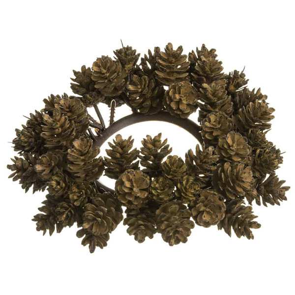 3" Plastic Pine Cone Candle Ring Brown (Pack Of 6) XDC303-BR By Silk Flower
