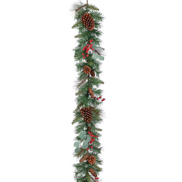 6' Berry/Pine Cone/Pine Leaf Garland Red Brown (Pack Of 2) XDG532-RE/BR By Silk Flower
