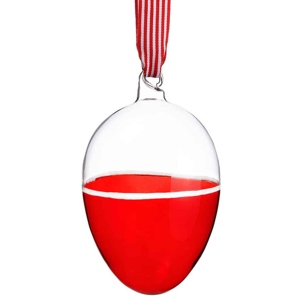 5" Glass Egg Ornament Red Clear (Pack Of 6) XGN100-RE/CW By Silk Flower