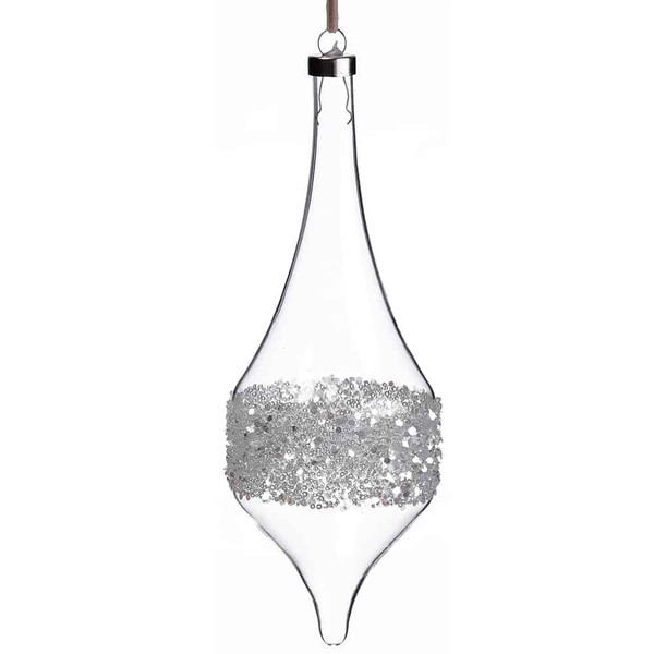 8" Glittered Finial Ornament Glittered Clear (Pack Of 6) XGN376-CW/GL By Silk Flower