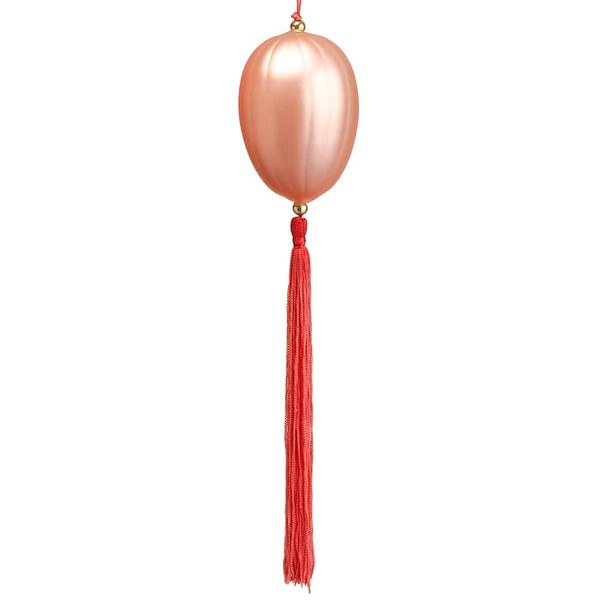 12" Glass Egg Ornament With Tassel Coral (Pack Of 6) XGN426-CO By Silk Flower