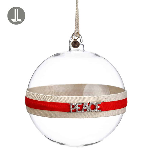 4.75" Peace Glass Ball Ornament Red Clear XGN716-RE/CW By Silk Flower
