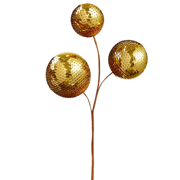 12" Sequin Ball Pick Gold (Pack Of 12) XK0016-GO By Silk Flower