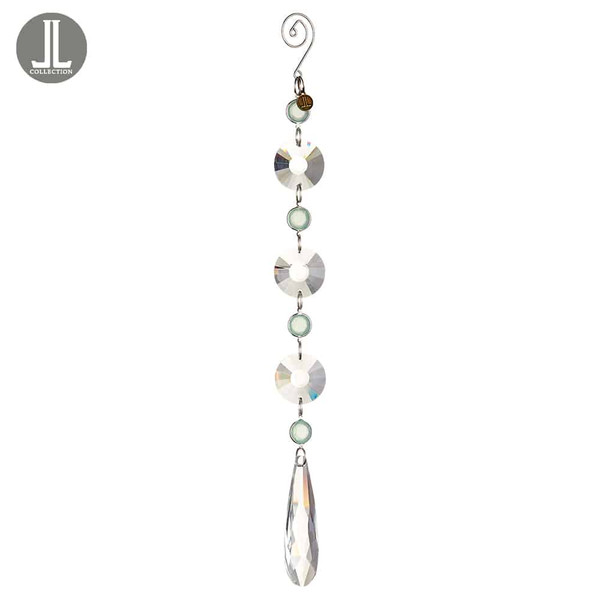 11" Rhinestone Drop Ornament Seafoam Frosted (Pack Of 6) XN8118-SF/FS By Silk Flower