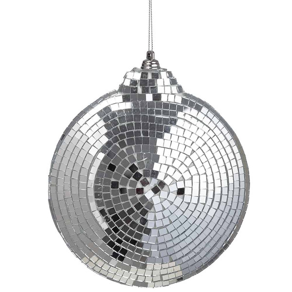 6.5" Mosaic Disc Ornament Silver Clear (Pack Of 4) XN9185-SI/CW By Silk Flower