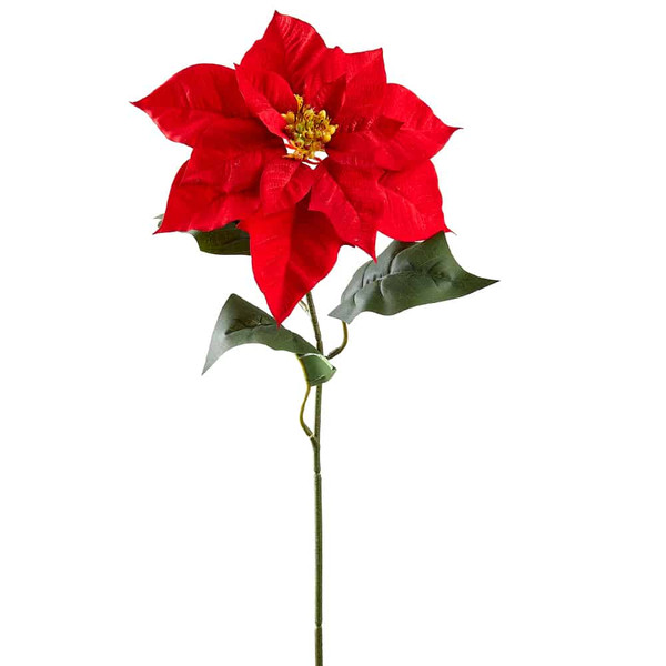 28" Velvet Poinsettia Spray Red (Pack Of 12) XPS035-RE By Silk Flower