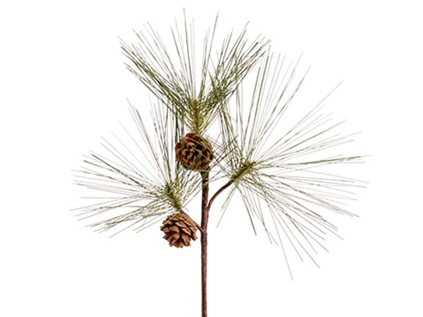 12" Long Needle Pine Spray With Pine Cone Green (Pack Of 12) YS1076-GR By Silk Flower