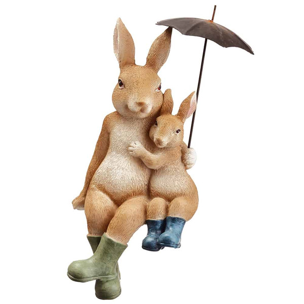 7.5" Sitting Umbrella Bunny Beige Brown (Pack Of 6) AEZ271-BE/BR By Silk Flower