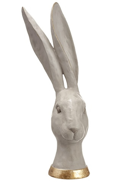 15" Poly Resin Bunny White Gold (Pack Of 2) AHE771-WH/GO By Silk Flower