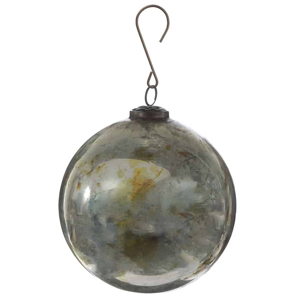 6" Glass Ball Ornament Antique Silver (Pack Of 4) XGM797-SI/AT By Silk Flower
