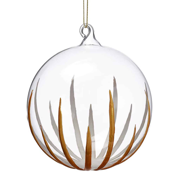 4.75" Glass Ball Ornament Clear Gold (Pack Of 6) XGN181-CW/GO By Silk Flower