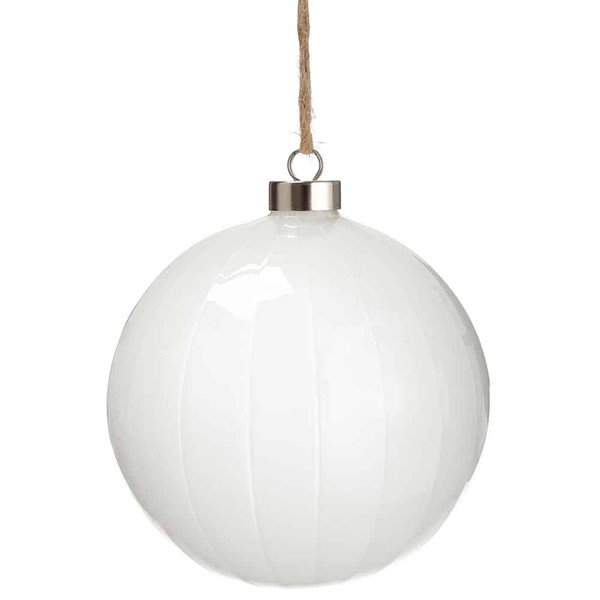 4.75" Glass Ball Ornament White (Pack Of 6) XGN674-WH By Silk Flower