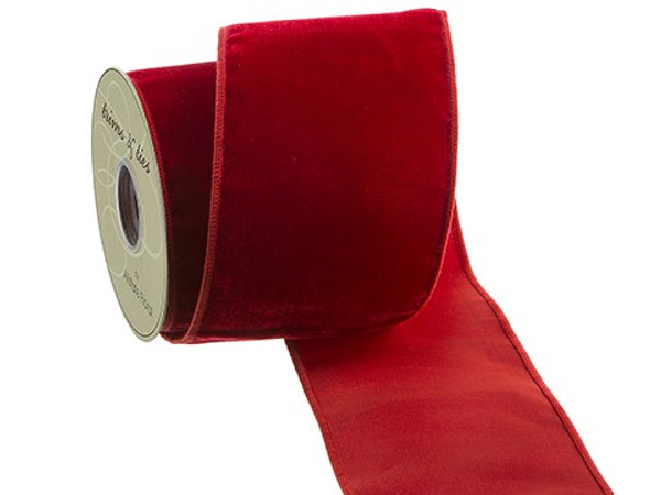 4"W X 5Yd Viscose Velvet Ribbon Red (Pack Of 6) RV6521-RE By Silk Flower