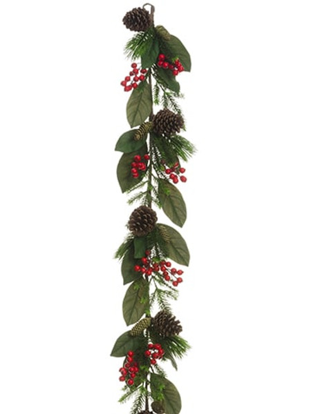 6' Berry/Pine Cone/Pine Garland Red Green (Pack Of 2) XDG662-RE/GR By Silk Flower