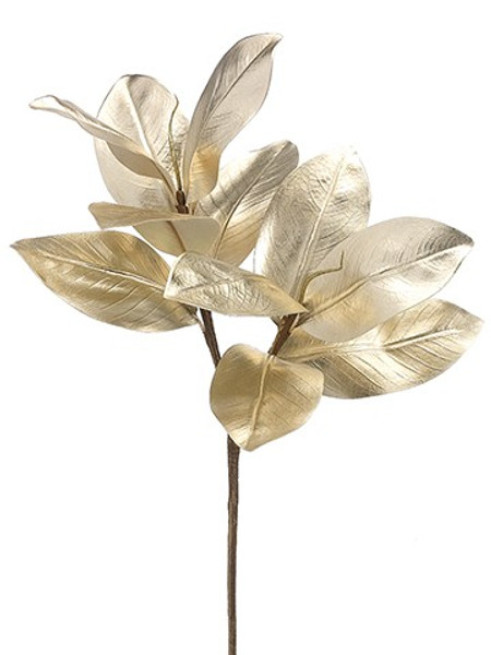 28.5" Magnollia Leaf Spray Gold (Pack Of 12) XDS025-GO By Silk Flower