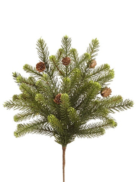 17" Pine Bush With Pine Cone Green (Pack Of 6) YBP763-GR By Silk Flower