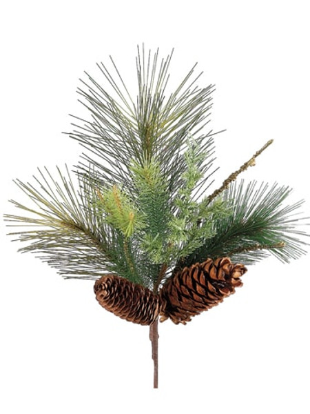 16" Mixed Pine/Pine Cone/Twig Pick Green Brown (Pack Of 12) YKX405-GR/BR By Silk Flower