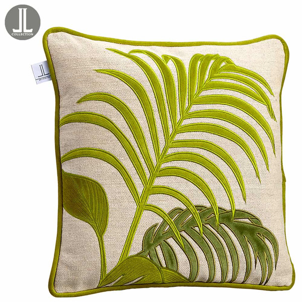 16"W X 16"L Palm Leaf Pillow Beige Green (Pack Of 2) AFB432-BE/GR By Silk Flower
