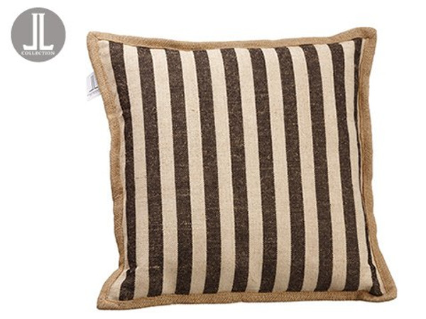 16"W X 16"L Stripe Pillow Black Beige 6 Pieces AHE661-BK/BE