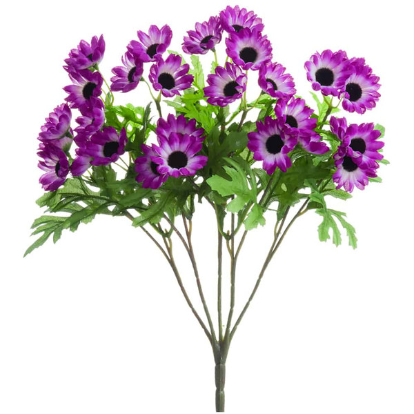15" Cineraria Daisy Bush X5 Violet White (Pack Of 12) FBD095-VI/WH By Silk Flower