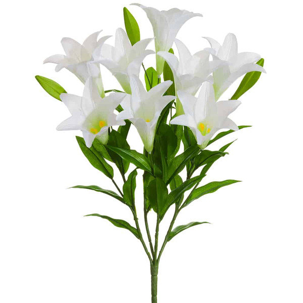 25" Easter Lily Bush X4 White (Pack Of 6) FBL662-WH By Silk Flower