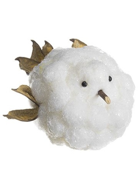 3"H X 4.5"W Glittered Cotton Ball Bird White Ice 6 Pieces BX3042-WH/IC