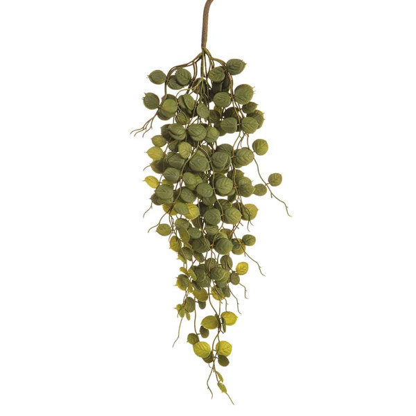 24" Button Leaf Hanging Spray Green (Pack Of 12) PSB252-GR By Silk Flower