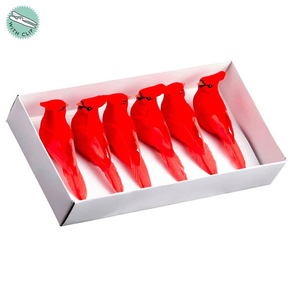 2"H X 6"W X 12.75"L Cardinal With Clip (6 Ea/Box) Red (Pack Of 12) BBC016-RE By Silk Flower