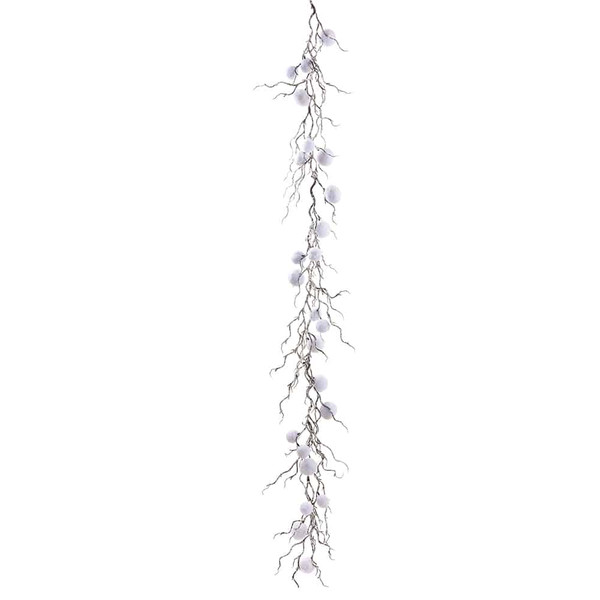 6' Glittered Pompon Garland White (Pack Of 4) XAG059-WH By Silk Flower