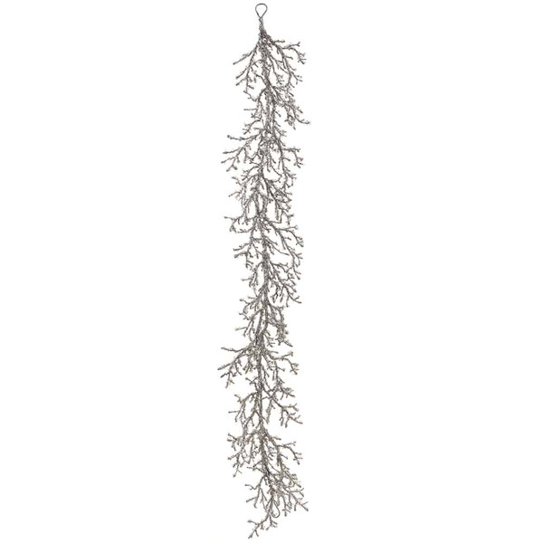 5' Iced/Glittered Plastic Twig Garland Silver (Pack Of 2) XAG065-SI By Silk Flower