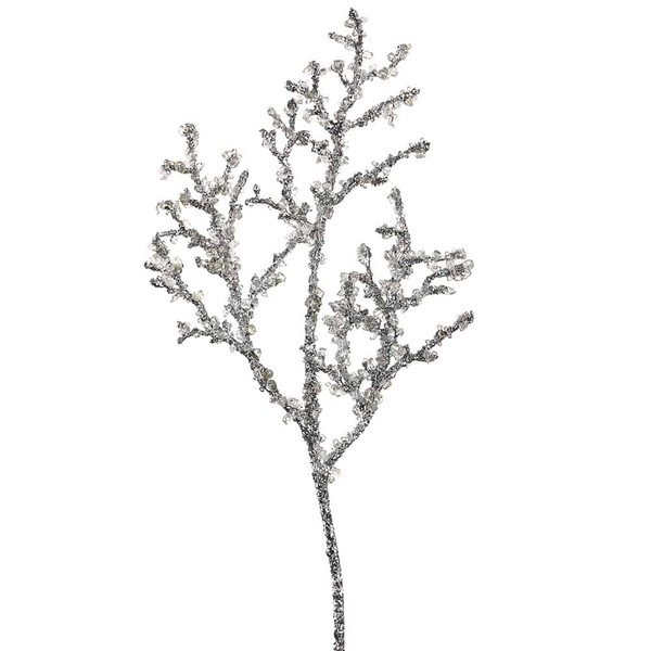 18" Iced/Glittered Plastic Twig Spray Silver (Pack Of 24) XAS058-SI By Silk Flower