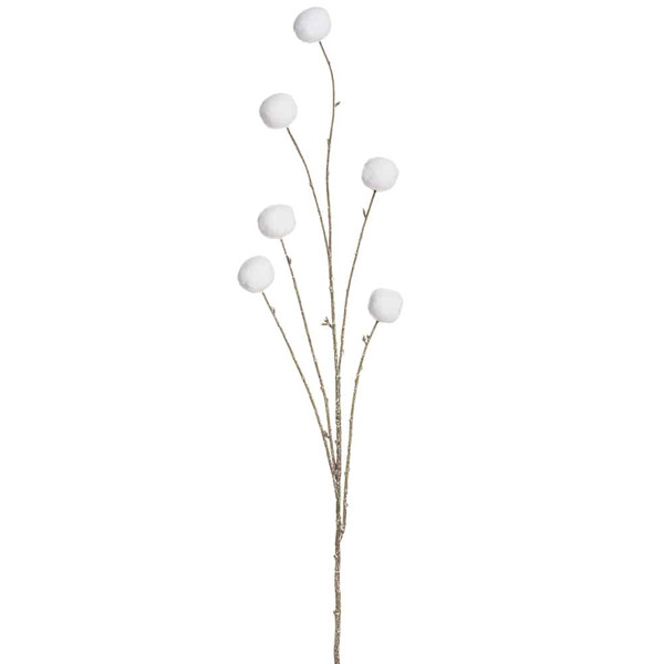 43" Glittered Snowball Spray White (Pack Of 12) XAS633-WH By Silk Flower