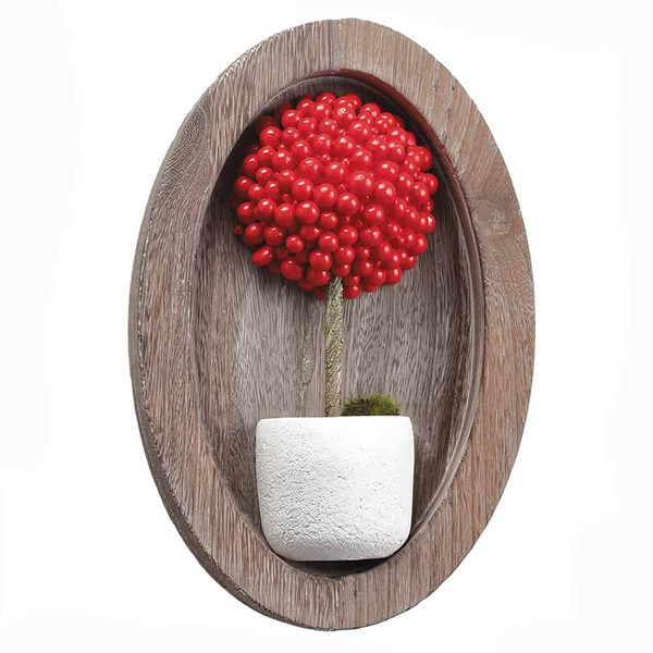 11.5" Berry Topiary Frame/Wall Decor Red (Pack Of 4) XAZ143-RE By Silk Flower