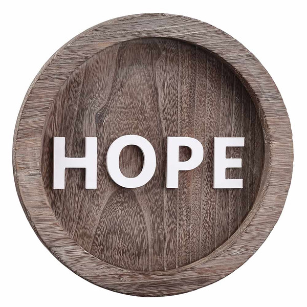 11.5" Hope Wall Decor White Brown (Pack Of 4) XAZ148-WH/BR By Silk Flower