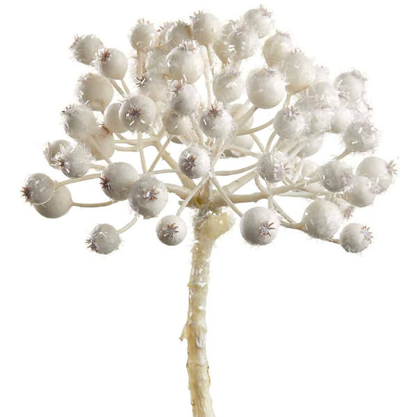 10" Glittered/Snow Berry Pick White (Pack Of 12) XBK001-WH By Silk Flower