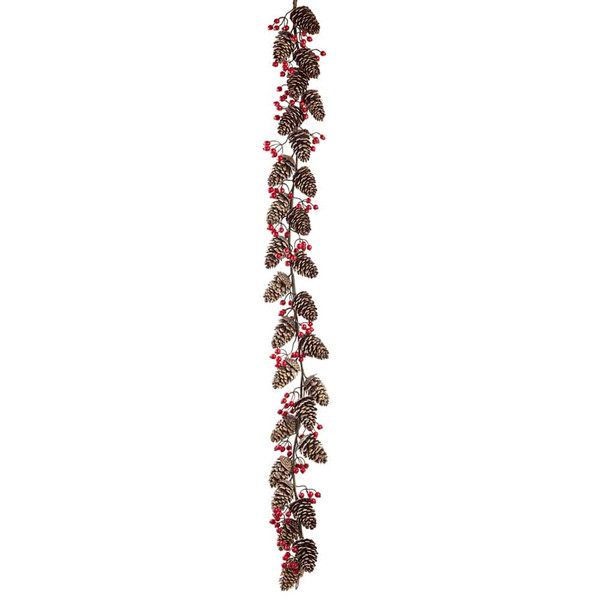 5' Plastic Pine Cone/Berry Garland Brown Red (Pack Of 2) XDG093-BR/RE By Silk Flower