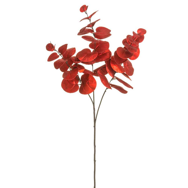 30" Metallic Eucalyptus Leaf Spray Red (Pack Of 12) XDS446-RE By Silk Flower