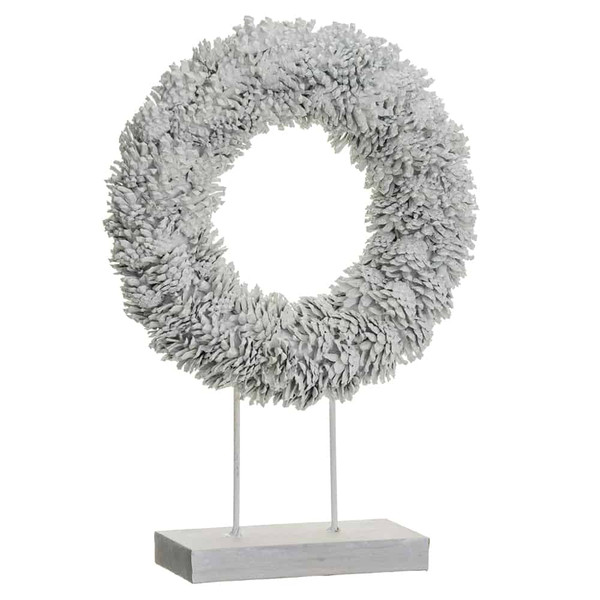 17" Glittered Pine Cone Wreath Table Top Whitewashed (Pack Of 2) XDZ503-WW By Silk Flower