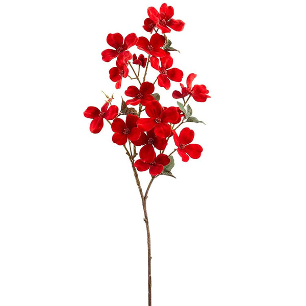 37.5" Velvet Dogwood Spray Red (Pack Of 12) XFS187-RE By Silk Flower