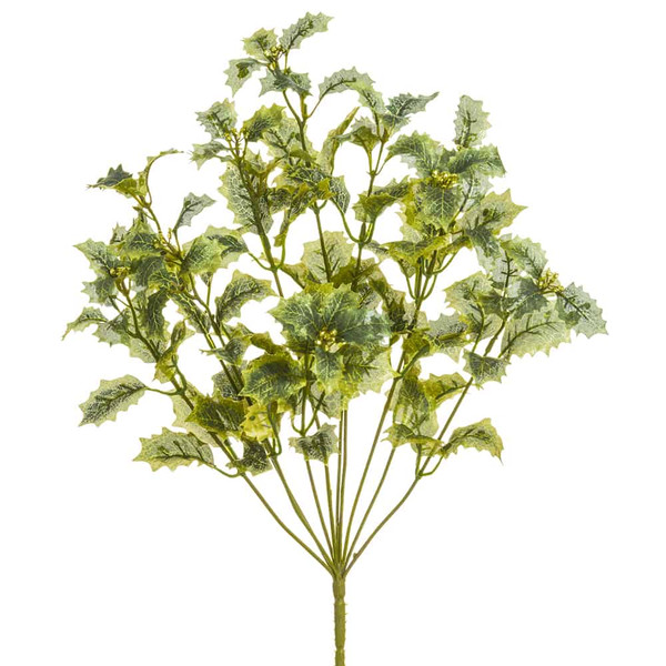 19" Metallic Holly Leaf Bush X8 Gold Green (Pack Of 12) XHB468-GO/GR By Silk Flower