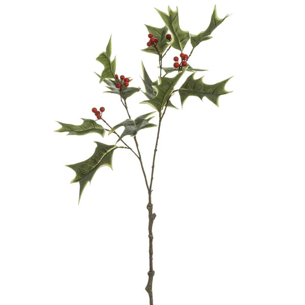 27" Holly Spray With Berry Variegated Red (Pack Of 12) XHS526-VG/RE By Silk Flower